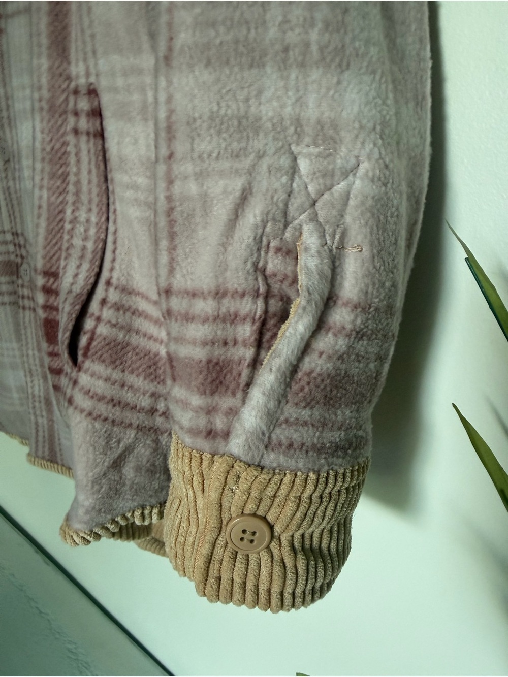 Corduroy Button-Front Reversible Shacket in Tan NWT - Picture 10 of 10